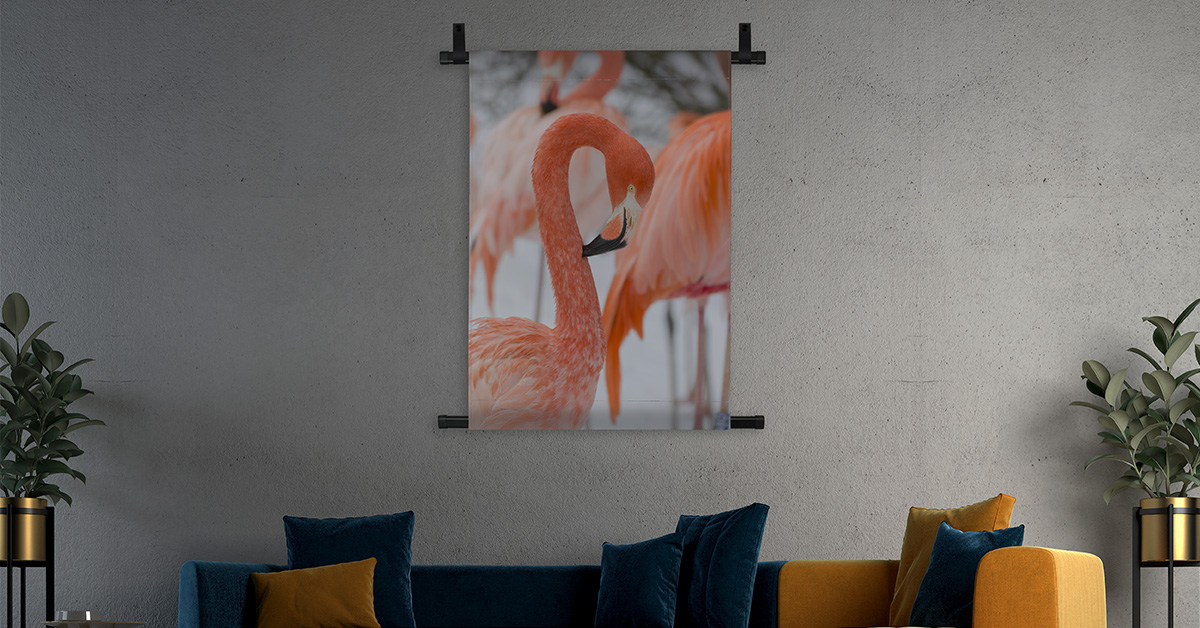 Wandkleed flamingo