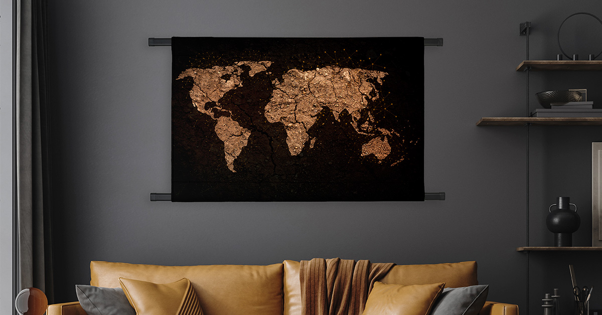 Wandkleed wereldkaart