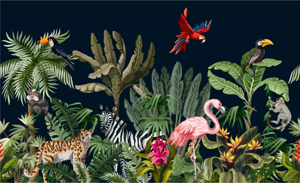 Gekleurde jungle dieren