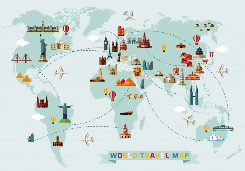 Wereld reis kaart