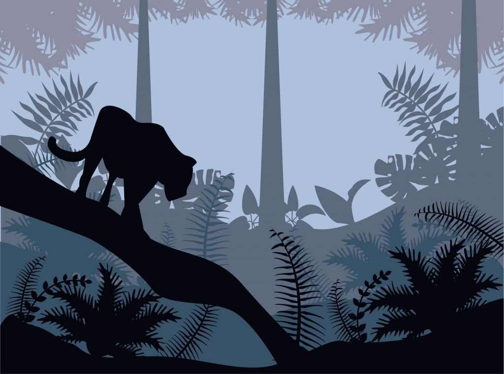 Luipaard in een blauwe jungle