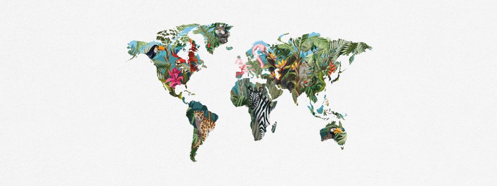 Jungle dieren wereldkaart