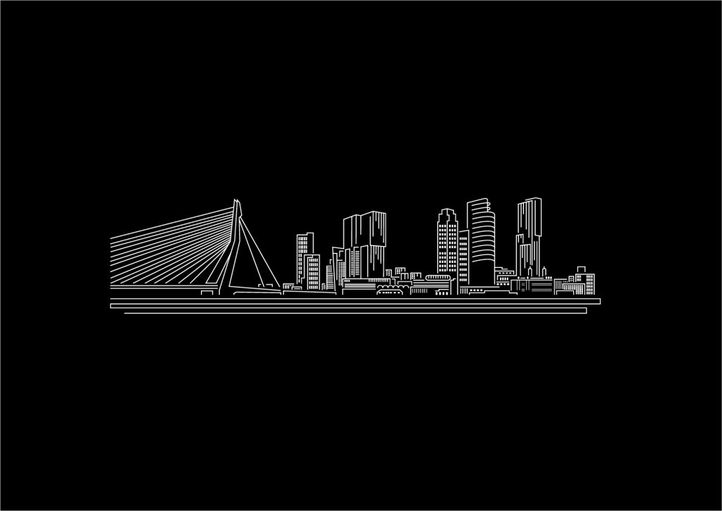 Rotterdam skyline zwart