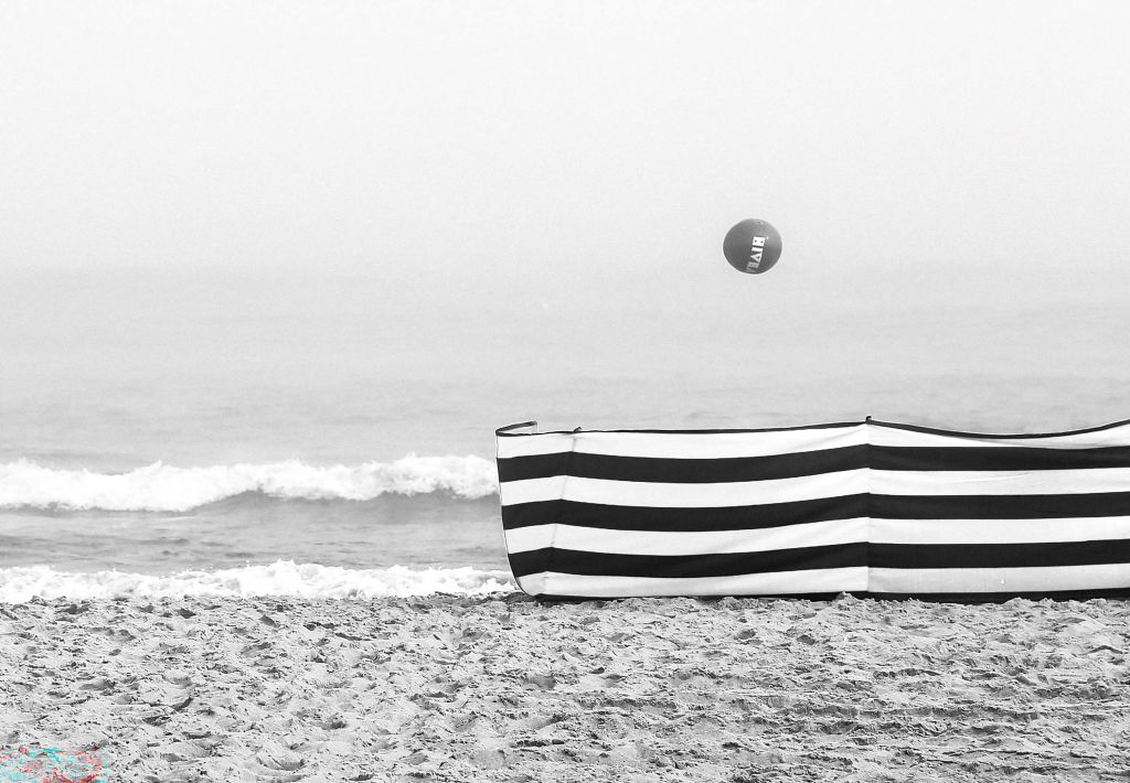 Flying beach ball
